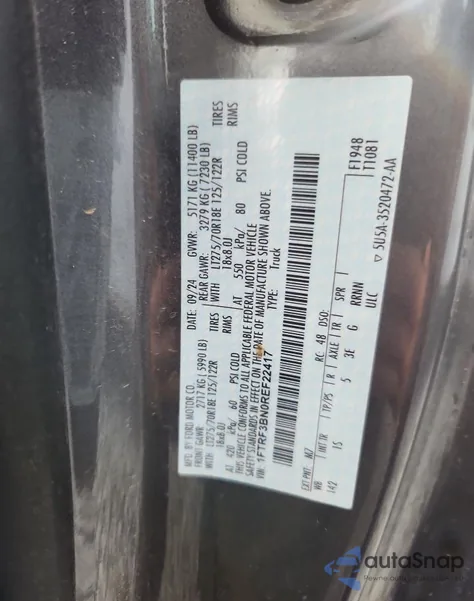 2024 Ford F350 Super Duty z USA, uszkodzony, nr VIN 1FTRF3BN0REF22417